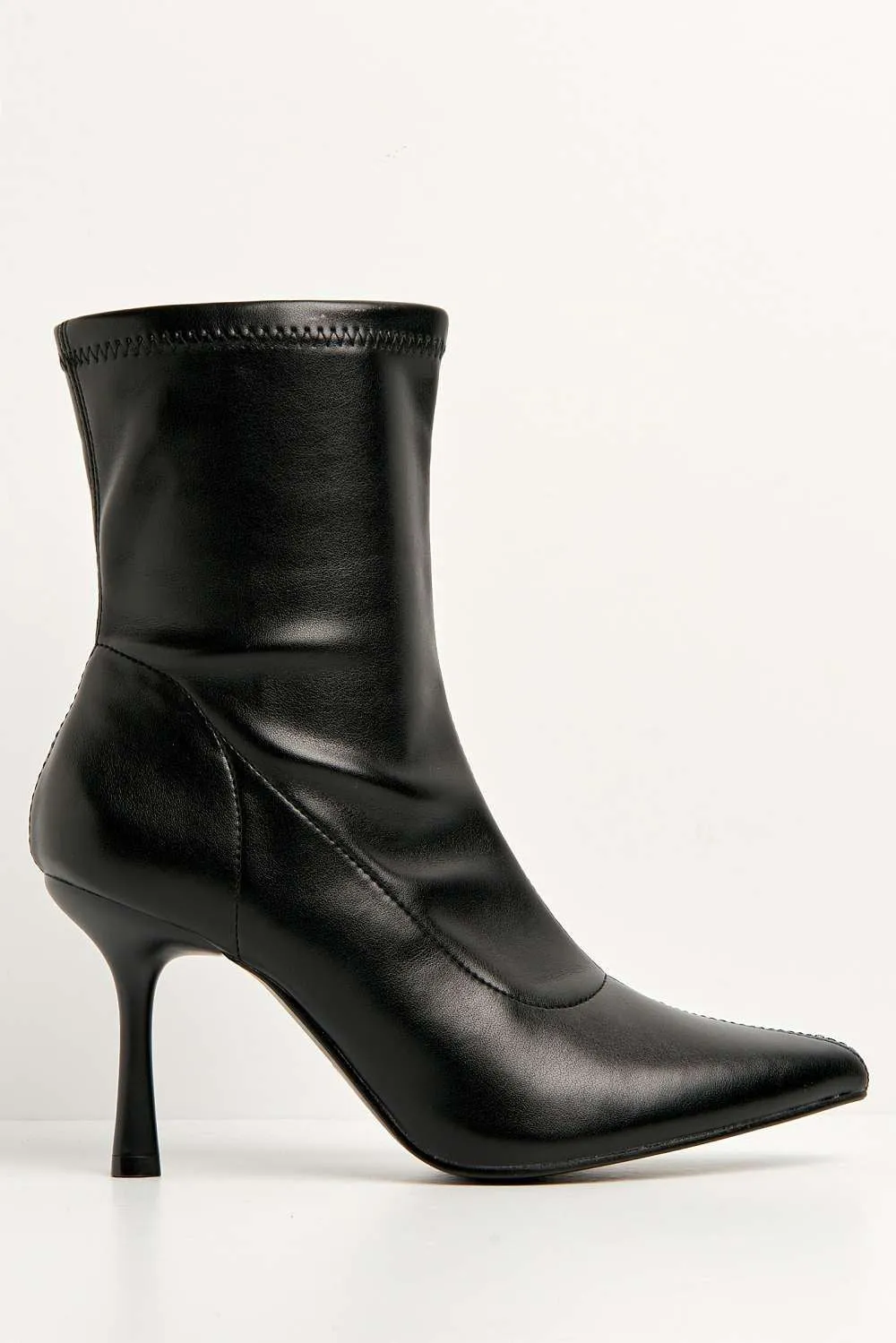 Aayat Pointed Toe Heeled Boots in Black