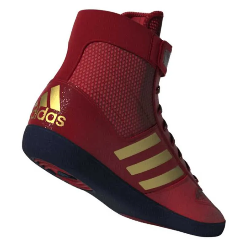 Adidas 224 Combat Speed 5 Wrestling Shoes - Red Matelic Gold Navy