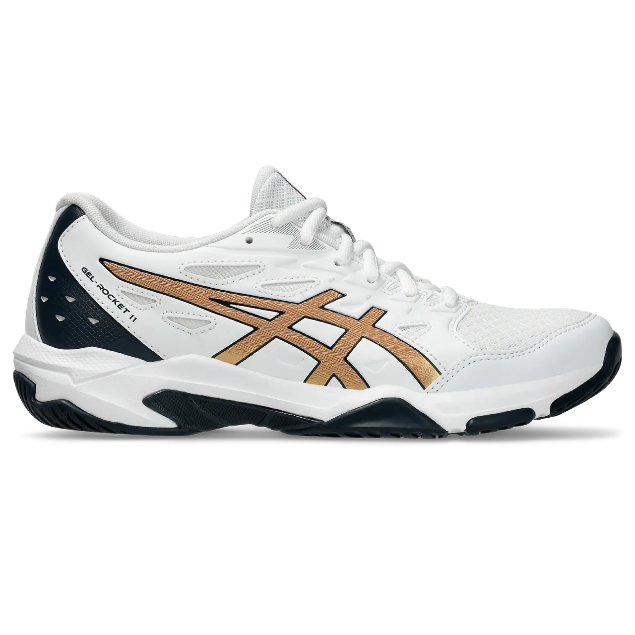 Asics Women's Gel Rocket 11 Indoor Court Shoes White Pure Gold