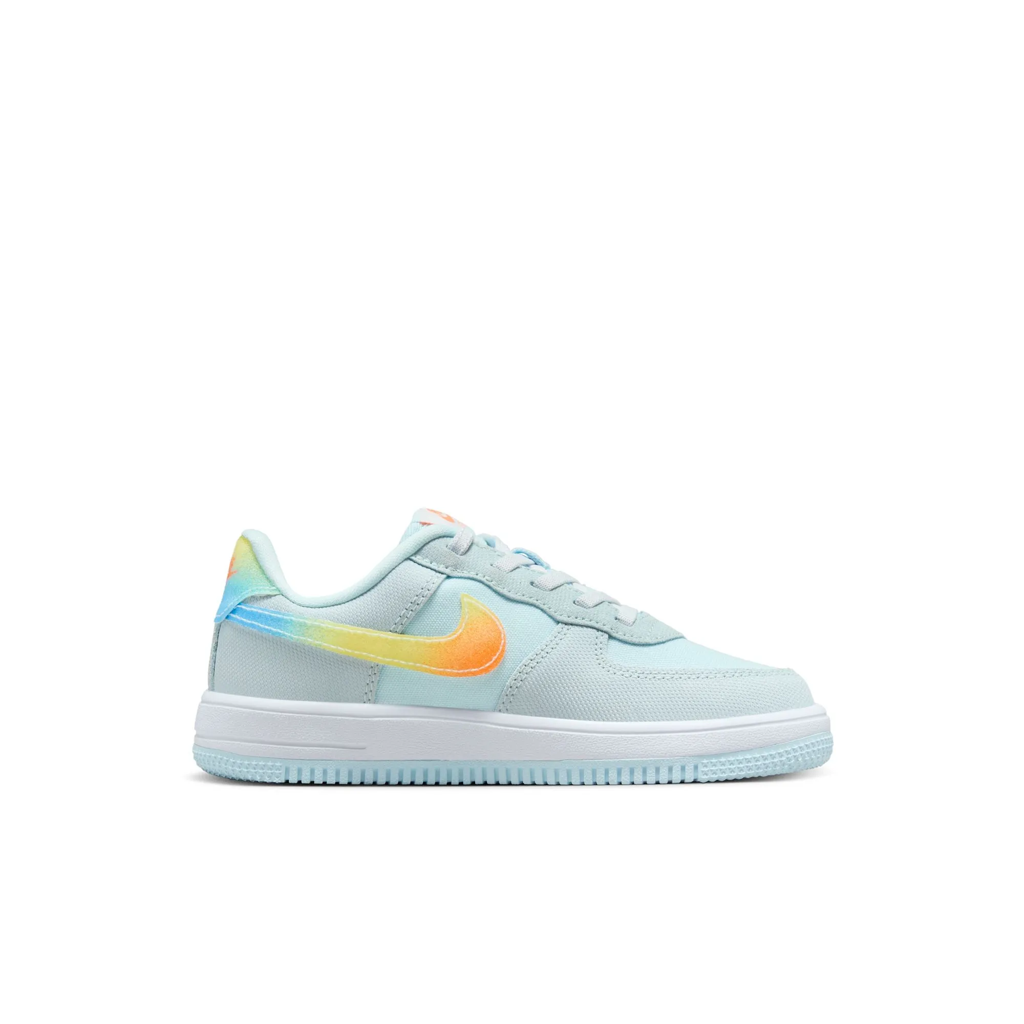 Easy-On Nike Force 1 Low BP Kids Shoes in Glacier Blue/Total Orange