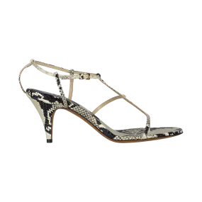 Python-Embossed T-Strap Sandals