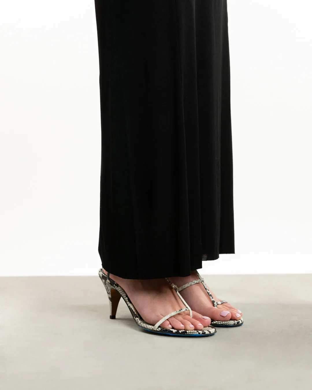 Python-Embossed T-Strap Sandals