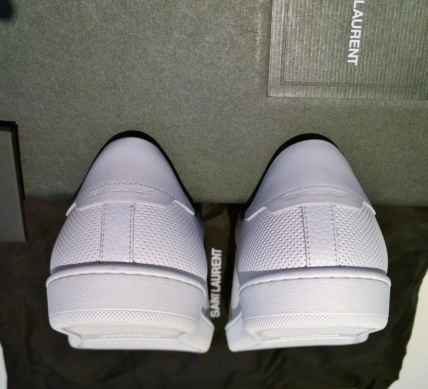 Saint Laurent SL/10 Court Classic White Leather Perforated Sneakers New in Box