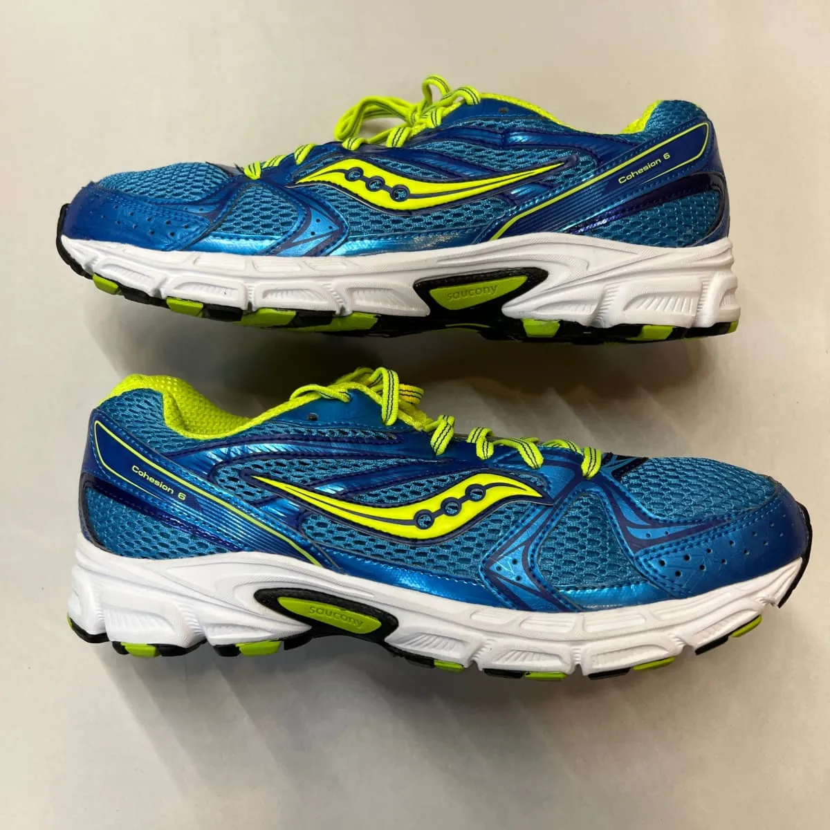 SAUCONY Women's Grid Cohesion 6 -Blue/Citron- Running Shoe - Size 10M Preowned